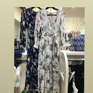 Navy blue long Sleeve floral dress